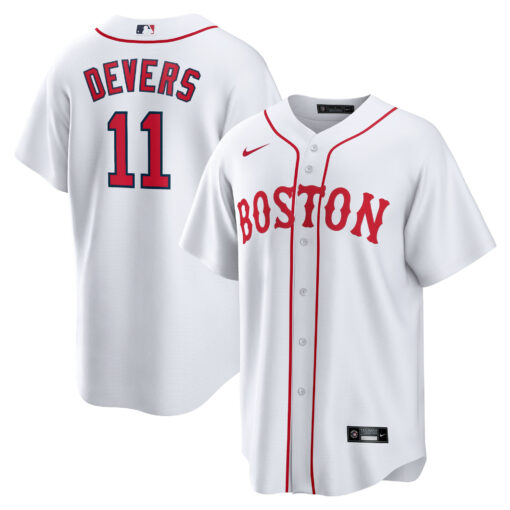 Men's Boston Red Sox Rafael Devers White 2021 Patriots' Day Official Player Jersey