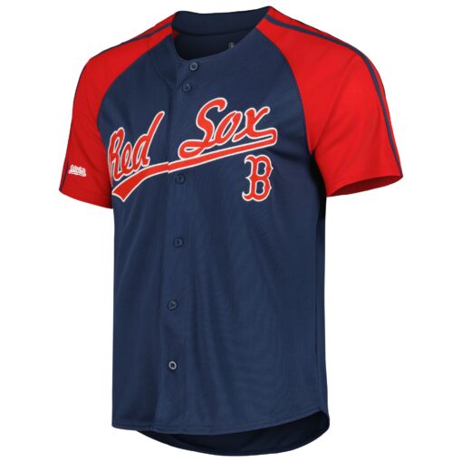 Men's Boston Red Sox Stitches Navy Button-Down Raglan Fashion Jersey - Image 2