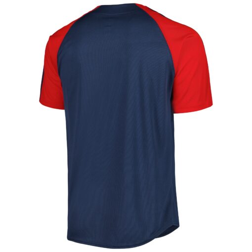 Men's Boston Red Sox Stitches Navy Button-Down Raglan Fashion Jersey - Image 3