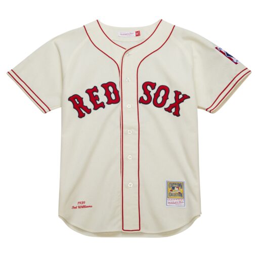Men's Boston Red Sox Ted Williams Mitchell & Ness Cream Cooperstown Collection 1939 Jersey - Image 2