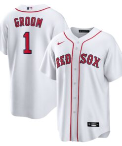 Men's Boston Red Sox White #1 Groom Home Jersey