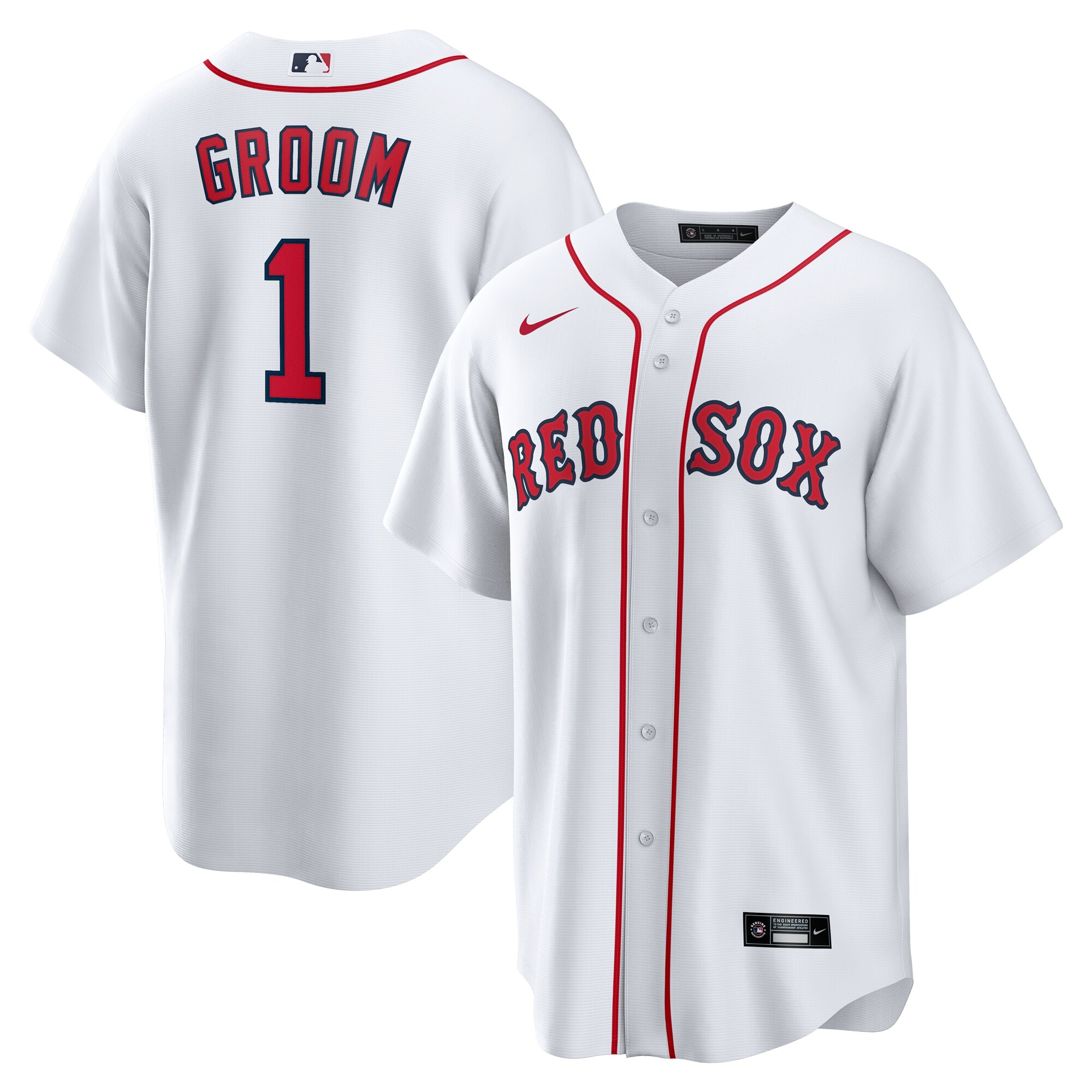 Men's Boston Red Sox White #1 Groom Home Jersey