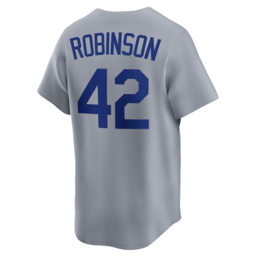 Men's Brooklyn Dodgers Jackie Robinson Gray Throwback Cooperstown Collection Limited Jersey - Image 3