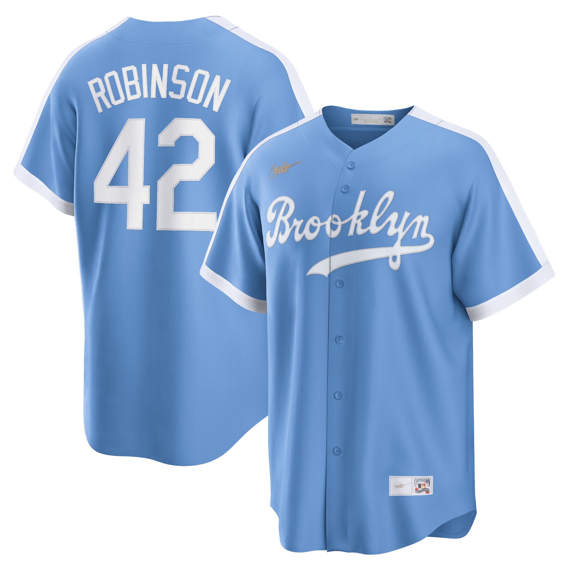 Men's Brooklyn Dodgers Jackie Robinson Light Blue Alternate Cooperstown Collection Player Jersey