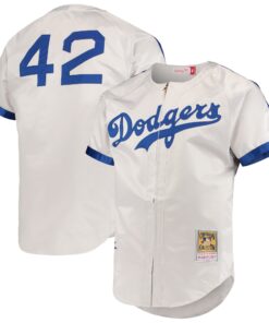Men's Brooklyn Dodgers Jackie Robinson Mitchell & Ness Gray Cooperstown Collection Jersey