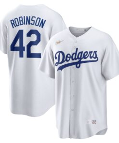Men's Brooklyn Dodgers Jackie Robinson White Home Cooperstown Collection Player Jersey