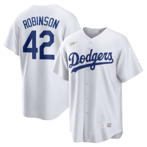 Men's Brooklyn Dodgers Jackie Robinson White Home Cooperstown Collection Player Jersey