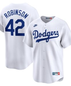 Men's Brooklyn Dodgers Jackie Robinson White Throwback Cooperstown Collection Limited Jersey
