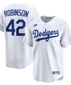 Men's Brooklyn Dodgers Jackie Robinson White Throwback Cooperstown Collection Limited Jersey