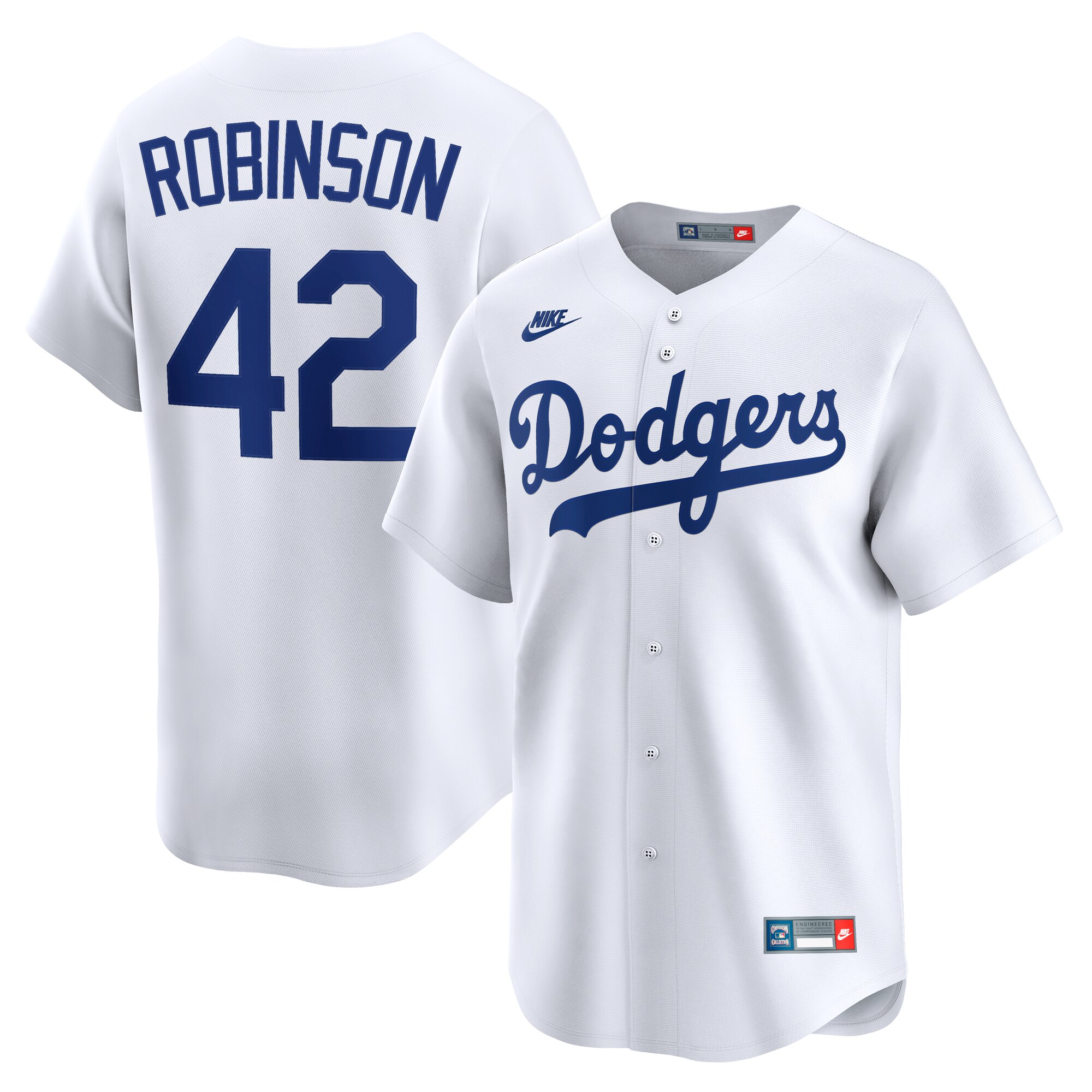 Men's Brooklyn Dodgers Jackie Robinson White Throwback Cooperstown Collection Limited Jersey