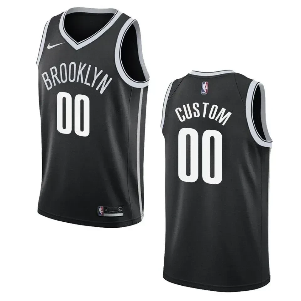 Men's Brooklyn Nets 00 Custom Icon Swingman Jersey - Black - JS588