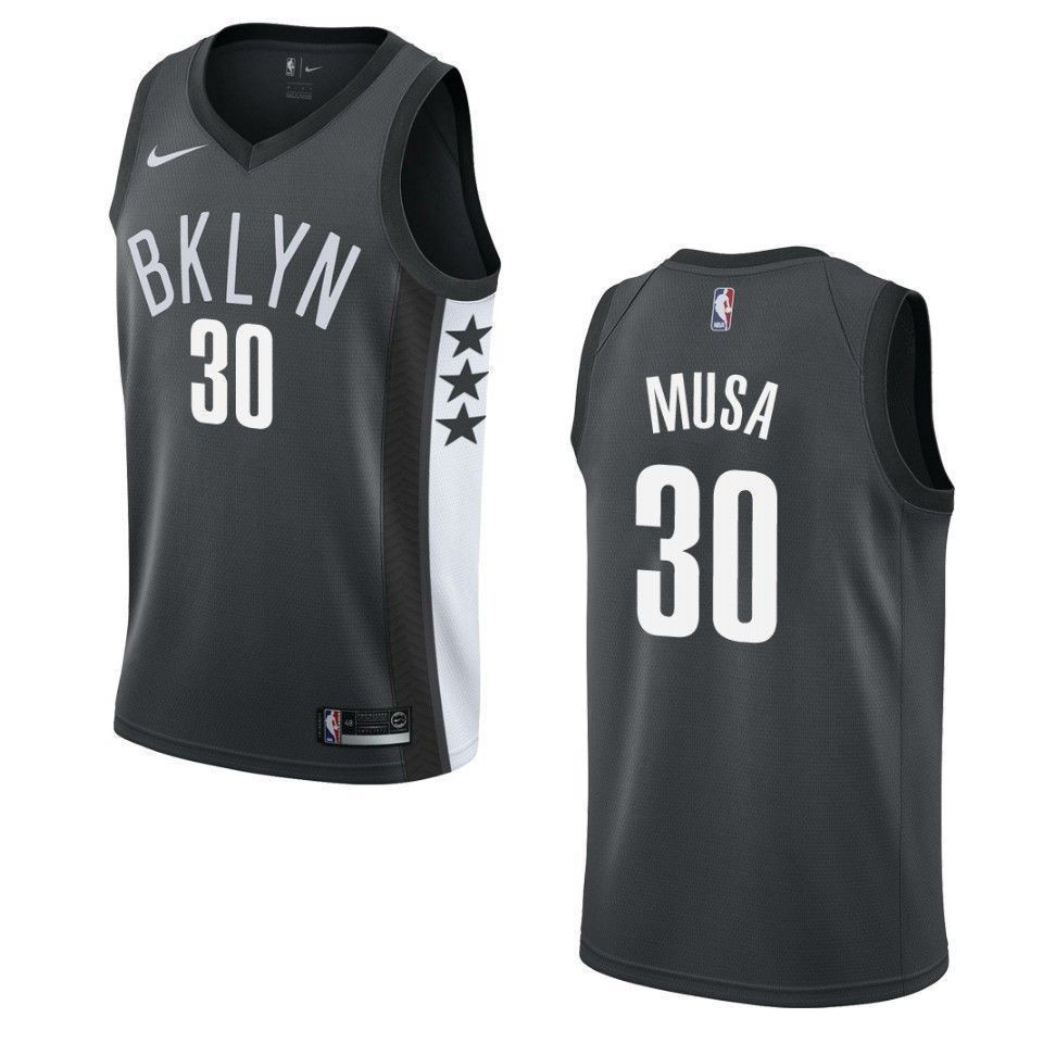 Men's Brooklyn Nets 30 Dzanan Musa Statement Swingman Jersey - Black - JS923