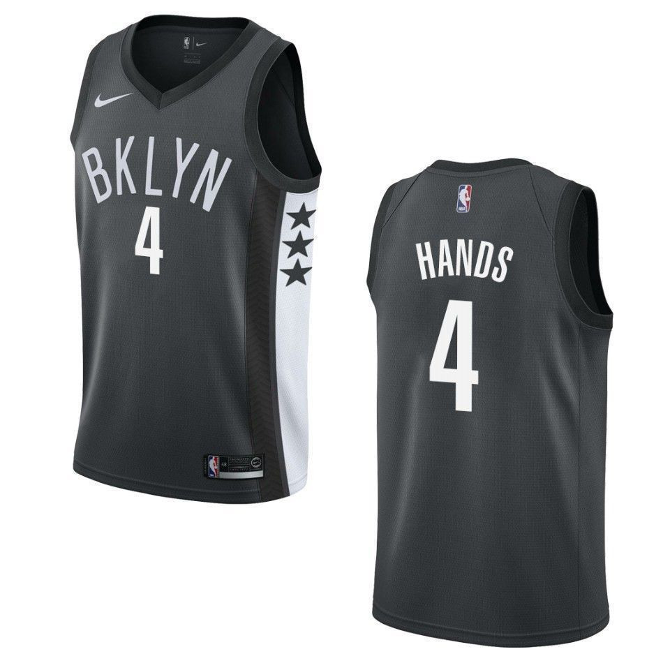 Men's Brooklyn Nets 4 Jaylen Hands Statement Swingman Jersey - Black - JS412