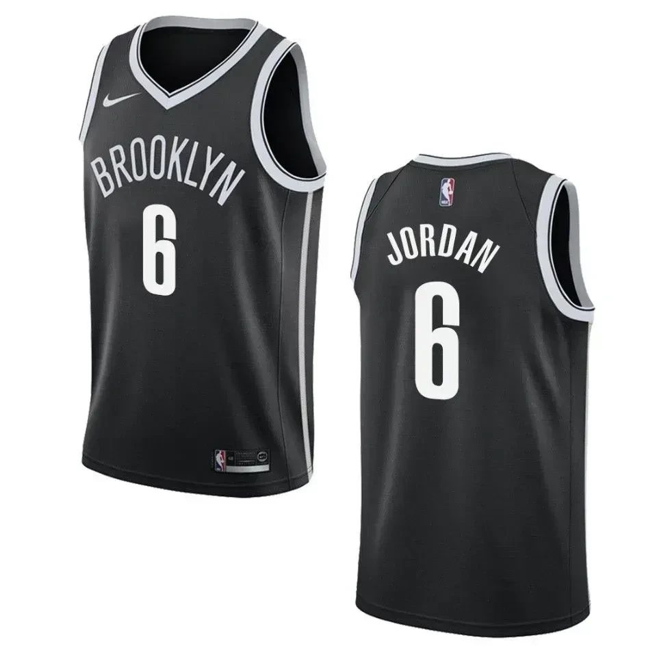 Men's Brooklyn Nets 6 Deandre Jordan Icon Swingman Jersey - Black - JS497