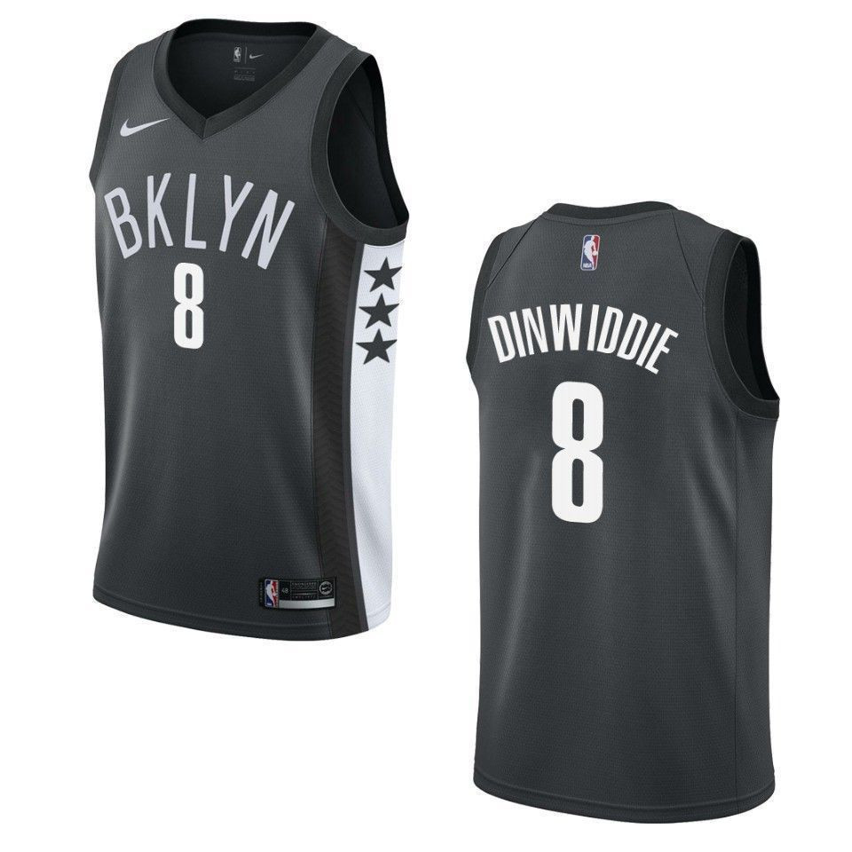Men's Brooklyn Nets 8 Spencer Dinwiddie Statement Swingman Jersey - Black - JS257