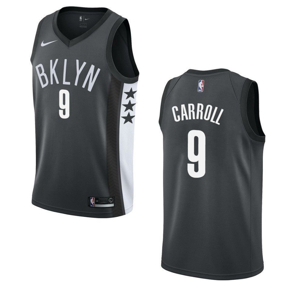 Men's Brooklyn Nets 9 Demarre Carroll Statement Swingman Jersey - Black - JS797