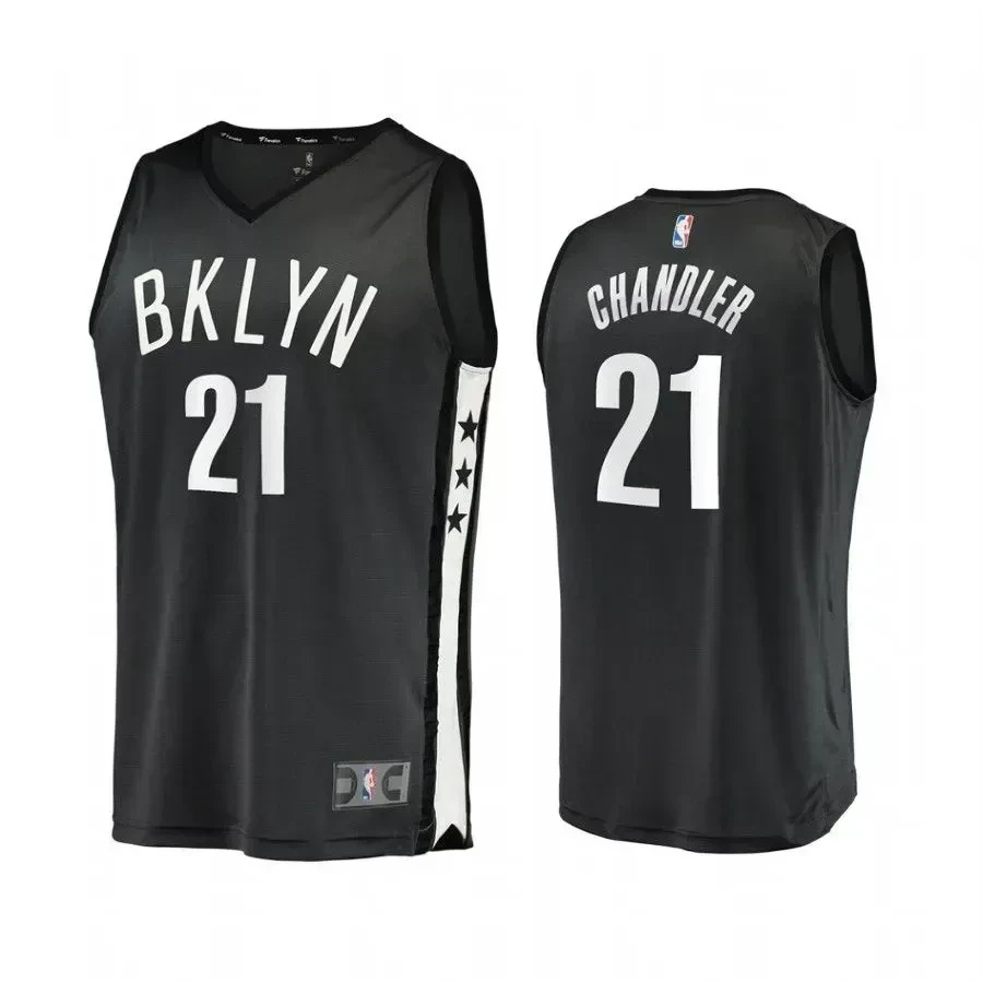 Men's Brooklyn Nets Wilson Chandler Black Statet Jersey - JS459