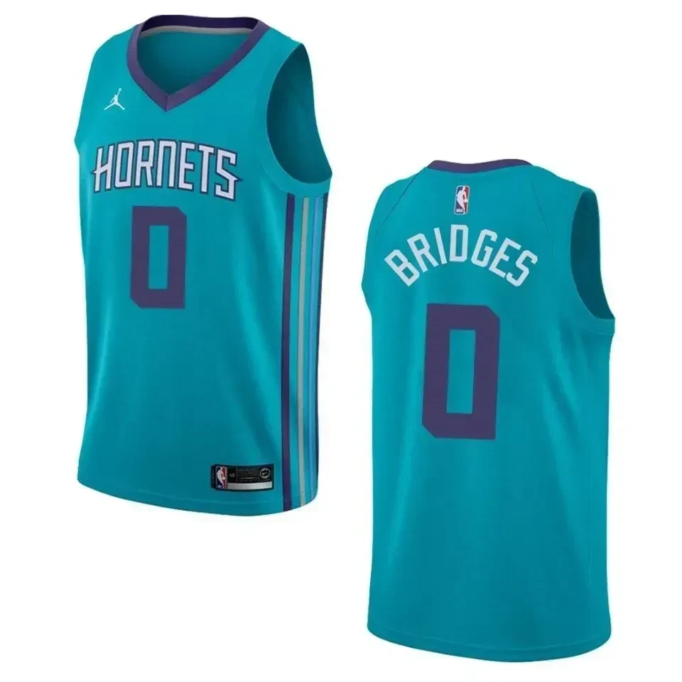 Men's Charlotte Hornets 0 Miles Bridges Icon Swingman Jersey - Teal - JS264