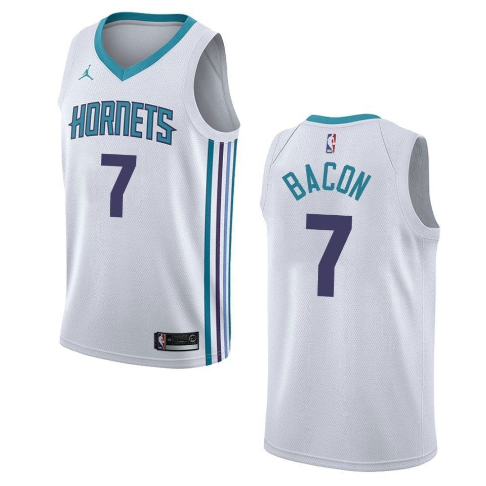 Men's Charlotte Hornets 7 Dwayne Bacon Association Swingman Jersey - White - JS575