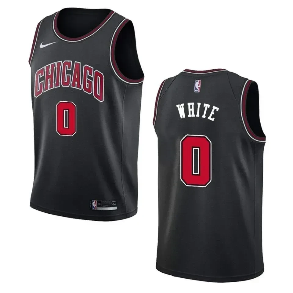 Men's Chicago Bulls 0 Coby White Statement Swingman Jersey - Black - JS526