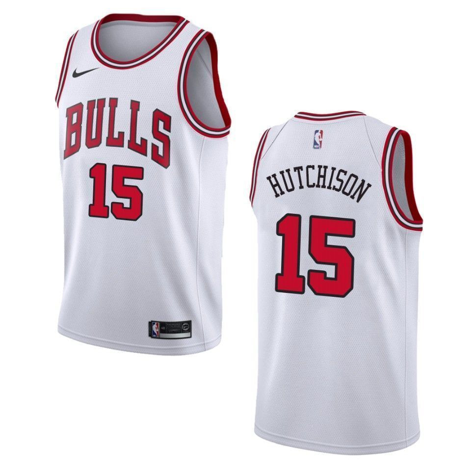 Men's Chicago Bulls 15 Chandler Hutchison Association Swingman Jersey - White - JS225
