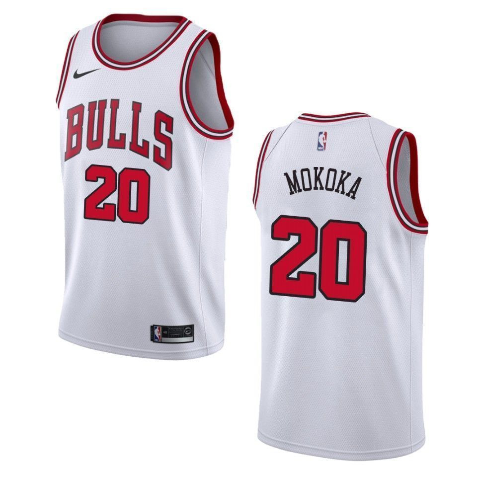 Men's Chicago Bulls 20 Adam Mokoka Association Swingman Jersey - White - JS927