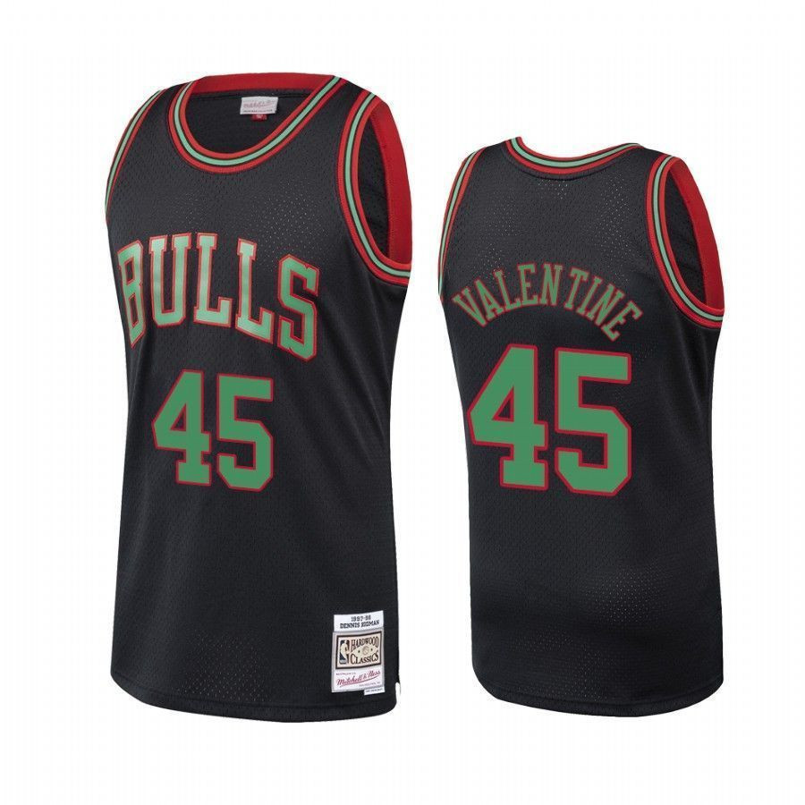 Men's Chicago Bulls Denzel Valentine Black Collection Jersey - JS923