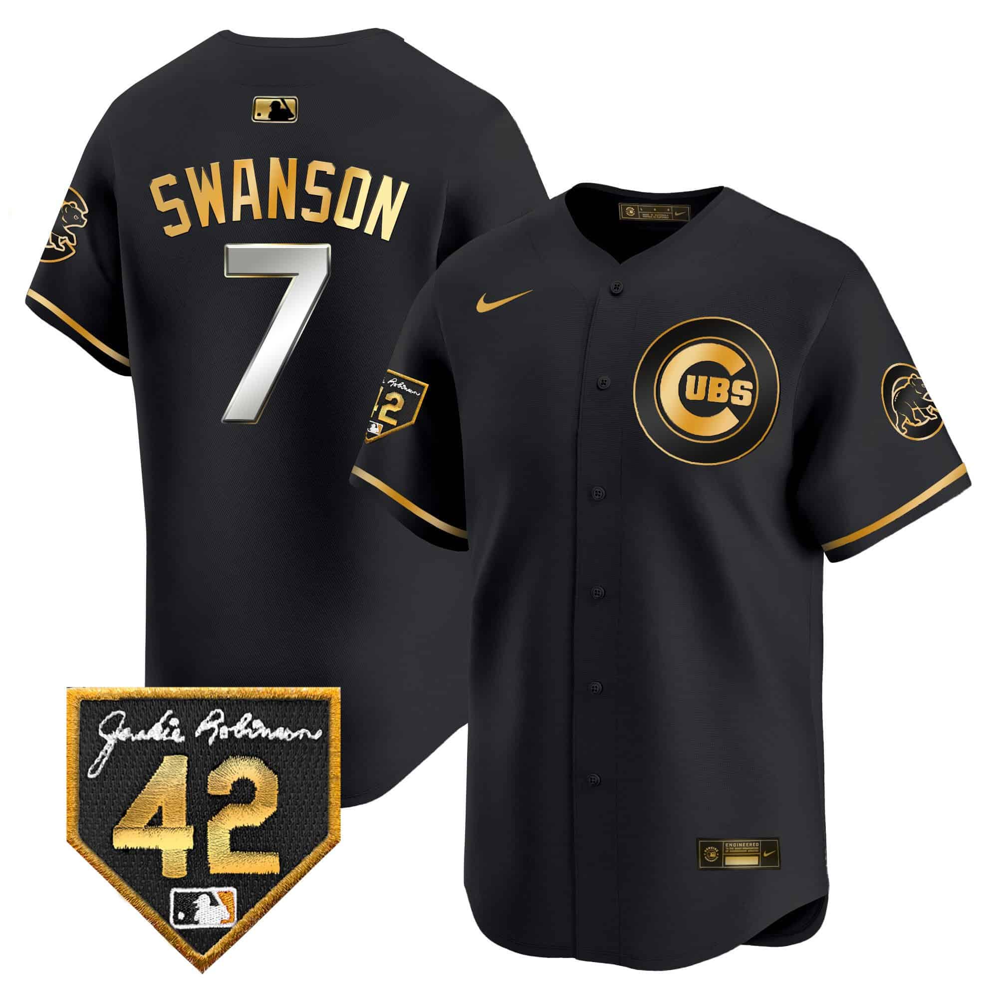 Men's Chicago Cubs 2024 Jackie Robinson Patch Vapor Premier Limited Jersey V2