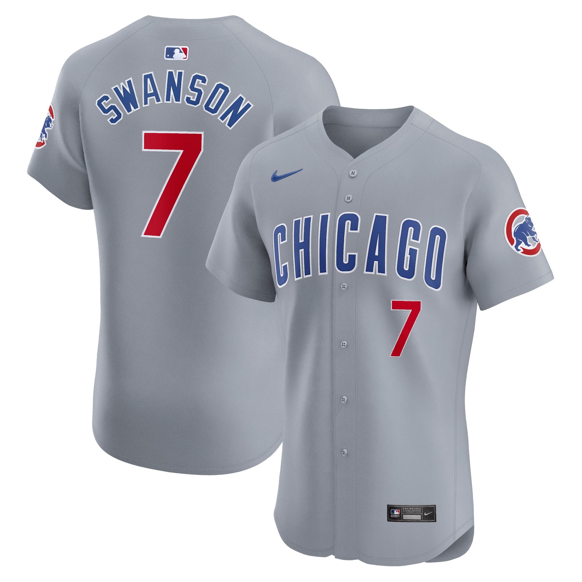 Men's Chicago Cubs Dansby Swanson Gray Road Elite Player Jersey