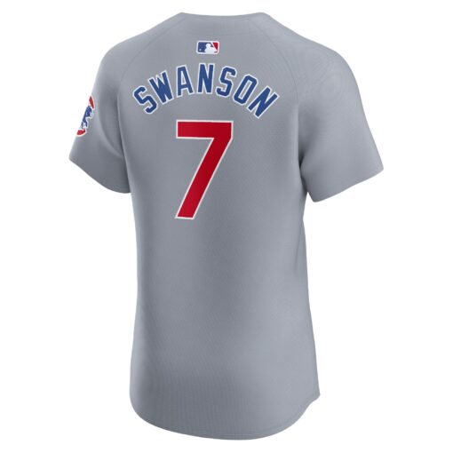 Men's Chicago Cubs Dansby Swanson Gray Road Elite Player Jersey - Image 3