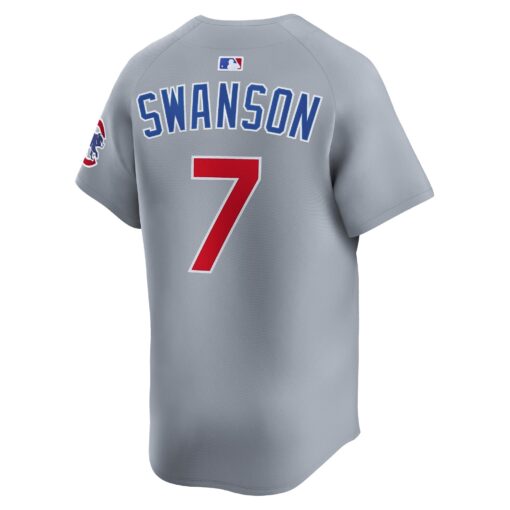 Men's Chicago Cubs Dansby Swanson Gray Road Limited Player Jersey - Image 3
