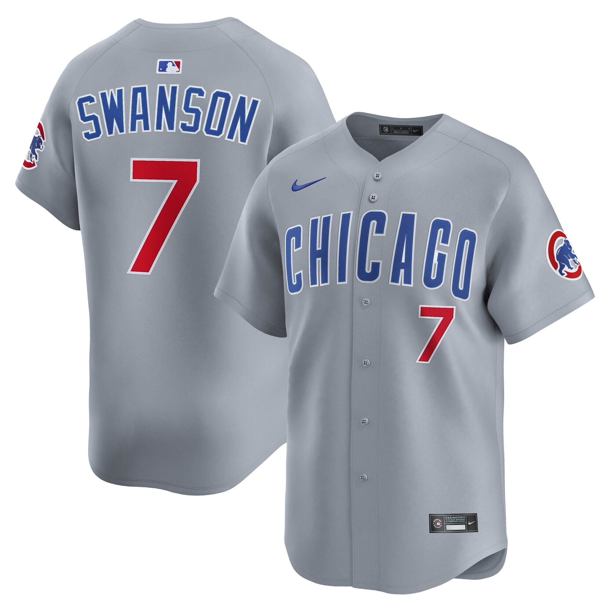 Men's Chicago Cubs Dansby Swanson Gray Road Limited Player Jersey