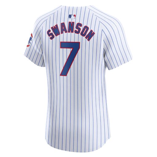 Men's Chicago Cubs Dansby Swanson White Home Elite Player Jersey - Image 3