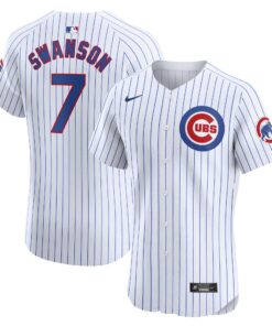 Men's Chicago Cubs Dansby Swanson White Home Elite Player Jersey