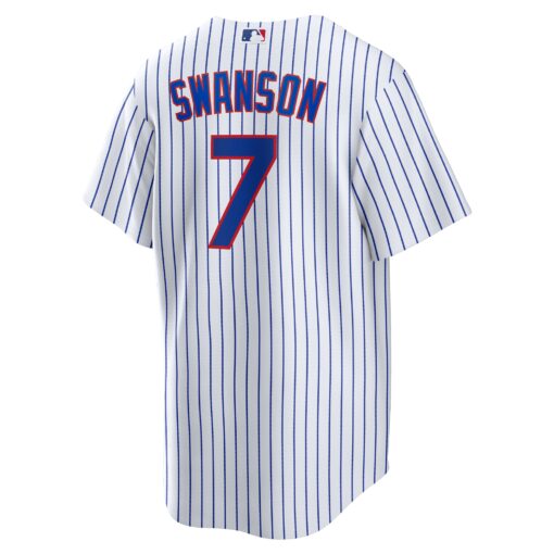 Men's Chicago Cubs Dansby Swanson White Player Jersey - Image 3