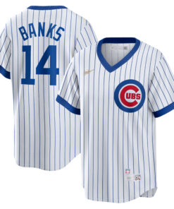 Men's Chicago Cubs Ernie Banks White Home Cooperstown Collection Player Jersey
