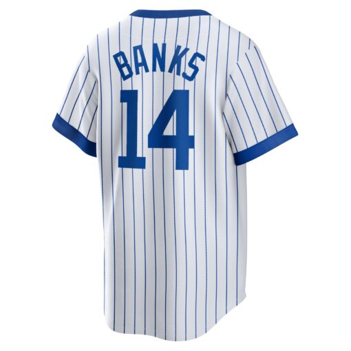 Men's Chicago Cubs Ernie Banks White Home Cooperstown Collection Player Jersey - Image 3