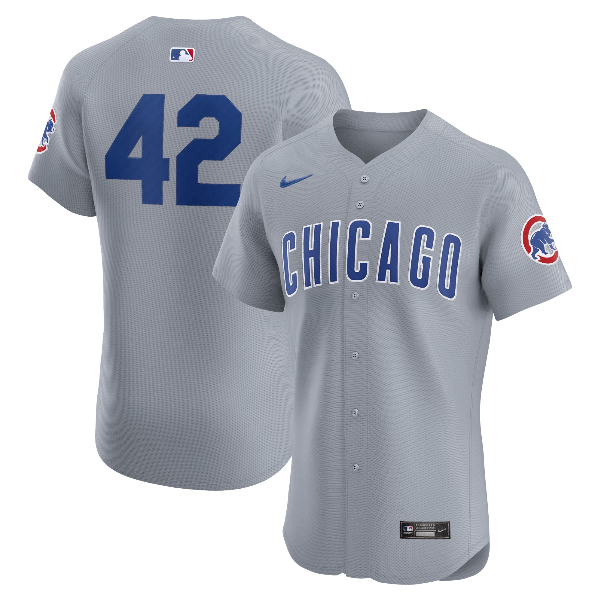 Men's Chicago Cubs Gray Road 2024 Jackie Robinson Day Elite Jersey