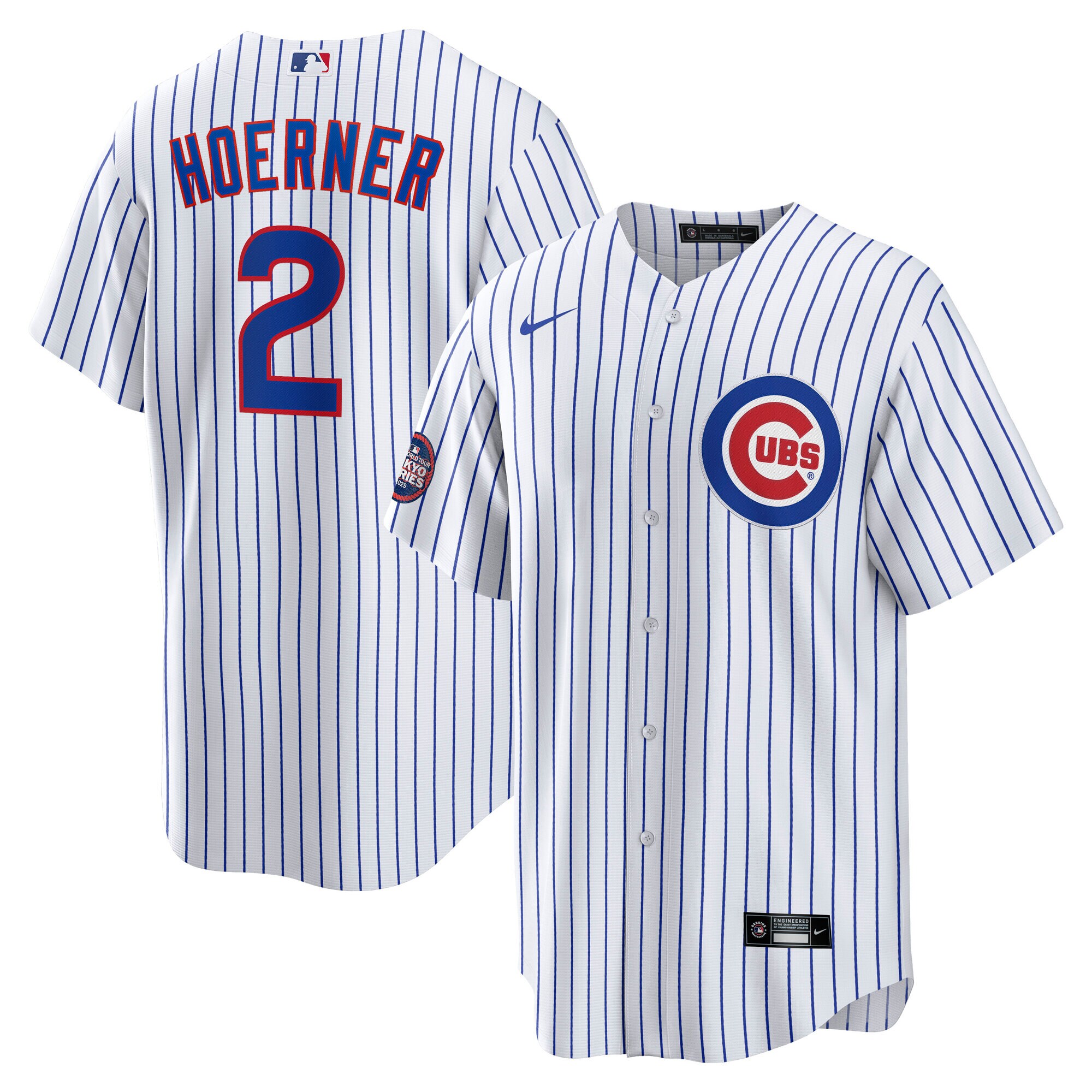 Men's Chicago Cubs Nico Hoerner White 2025 MLB World Tour: Tokyo Series Home Player Jersey