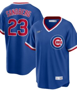 Men's Chicago Cubs Ryne Sandberg Royal Road Cooperstown Collection Player Jersey
