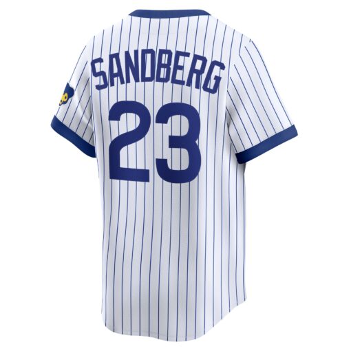 Men's Chicago Cubs Ryne Sandberg White Throwback Cooperstown Collection Limited Jersey - Image 3