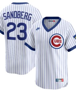 Men's Chicago Cubs Ryne Sandberg White Throwback Cooperstown Collection Limited Jersey