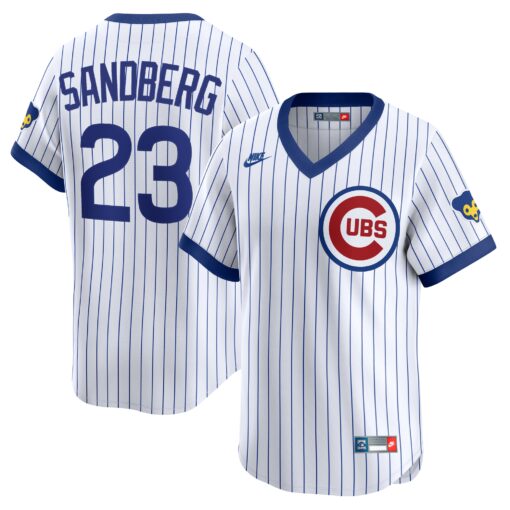 Men's Chicago Cubs Ryne Sandberg White Throwback Cooperstown Collection Limited Jersey
