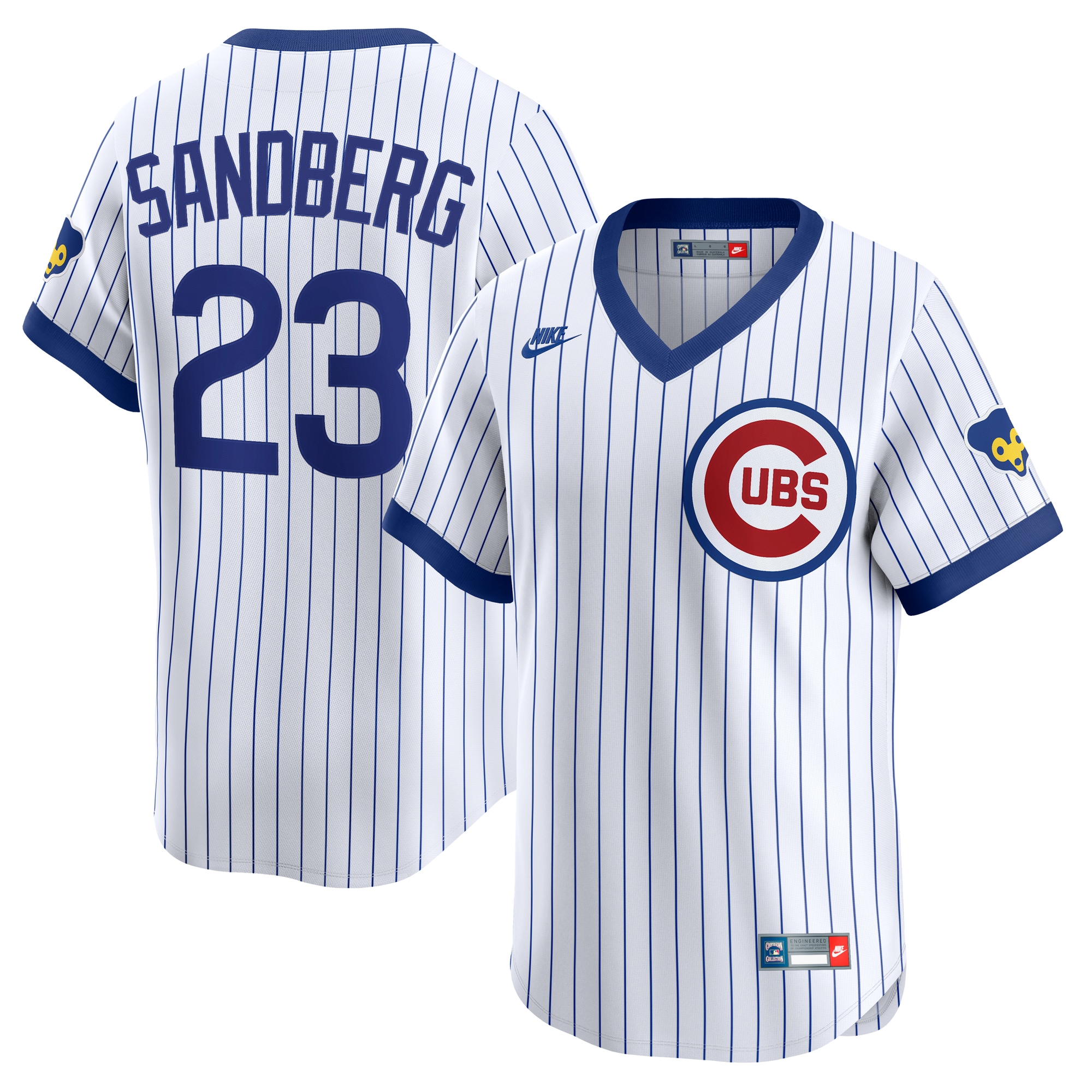 Men's Chicago Cubs Ryne Sandberg White Throwback Cooperstown Collection Limited Jersey