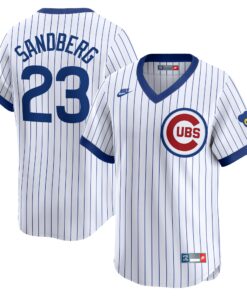 Men's Chicago Cubs Ryne Sandberg White Throwback Cooperstown Limited Jersey