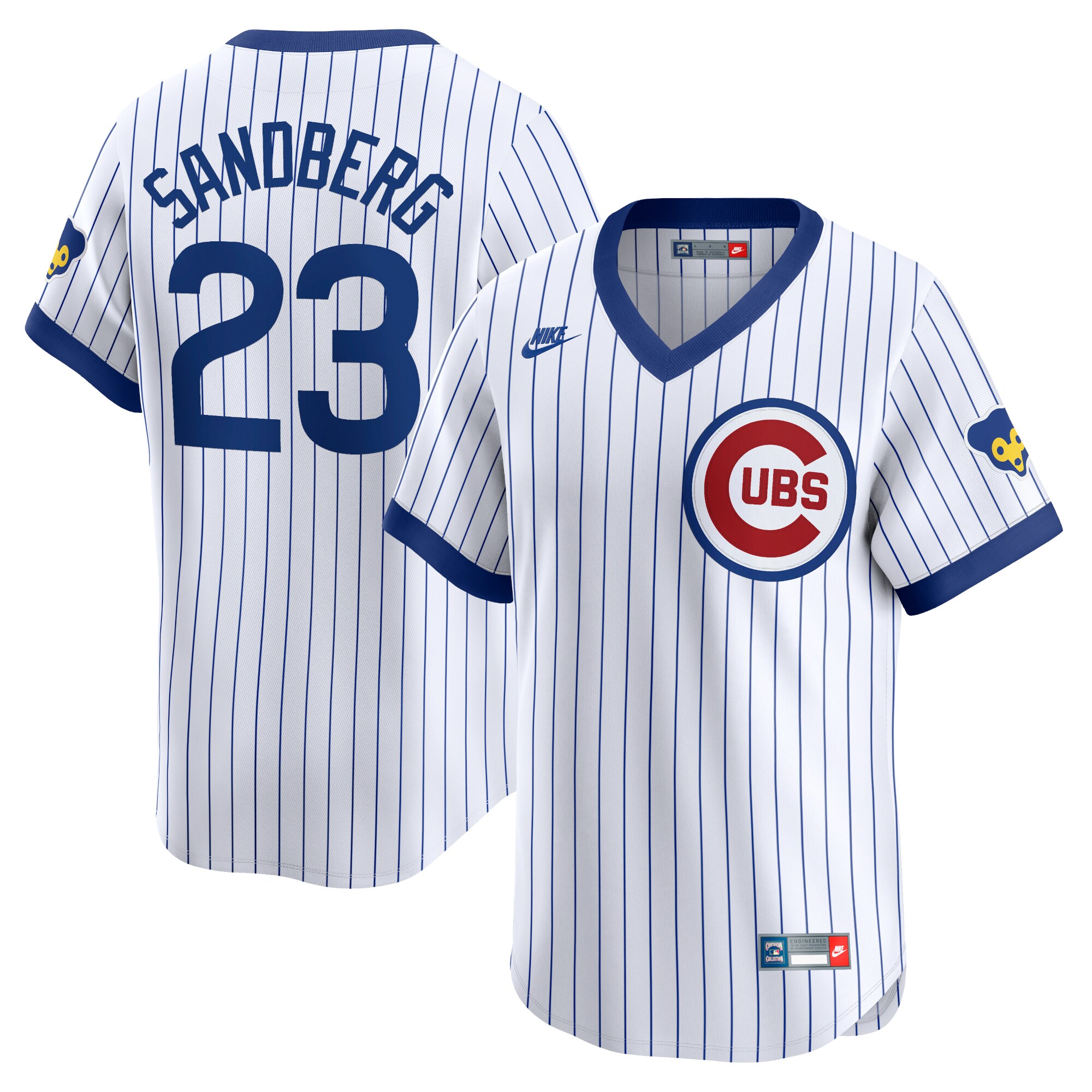 Men's Chicago Cubs Ryne Sandberg White Throwback Cooperstown Limited Jersey