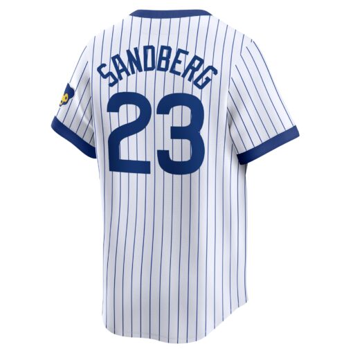Men's Chicago Cubs Ryne Sandberg White Throwback Cooperstown Limited Jersey - Image 3