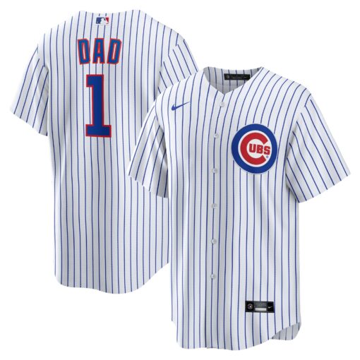 Men's Chicago Cubs White #1 Dad Home Jersey