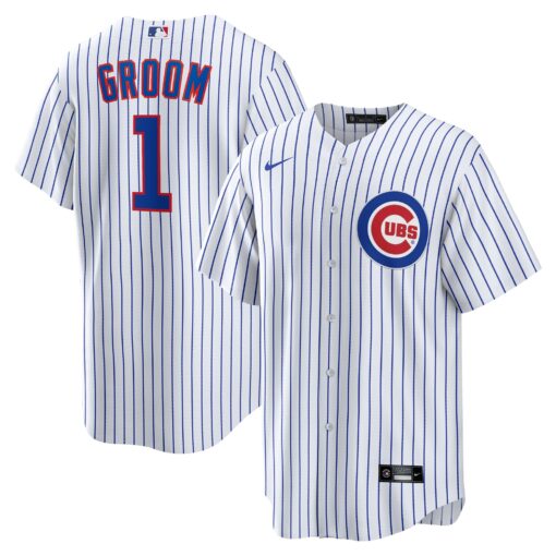 Men's Chicago Cubs White #1 Groom Home Jersey
