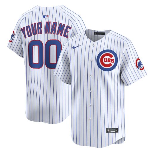 Men's Chicago Cubs White Home Limited Custom Jersey